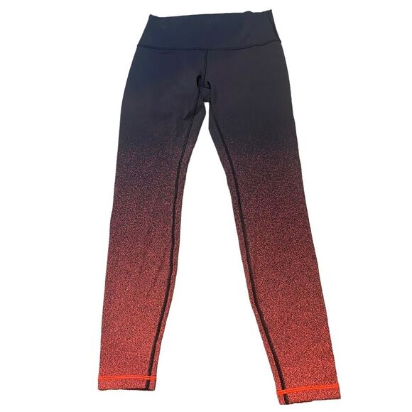 Lululemon Womens Size 8 Wunder Under High Rise Tight Black Red Ombré Speckle New - Picture 2 of 8